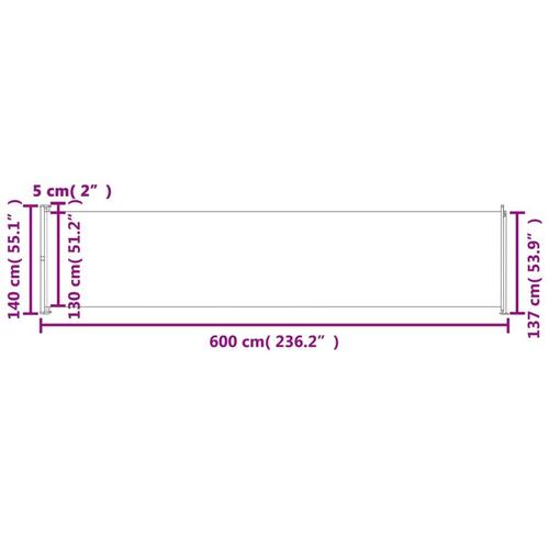 Sammenrullelig sidemarkise til terrassen 140x600 cm sort
