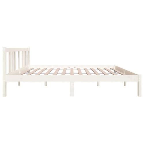 Sengeramme 135x190 cm dobbelt massivt fyrretræ hvid