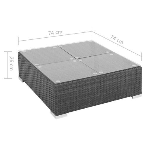 Haveloungesæt 6 dele med hynder polyrattan sort
