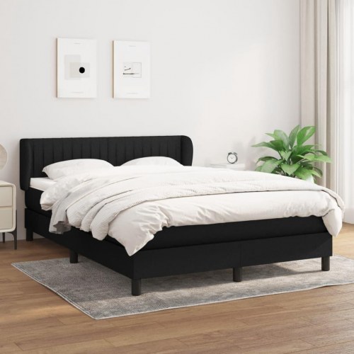 Kontinentalseng med madras 140x200 cm - stof, sort