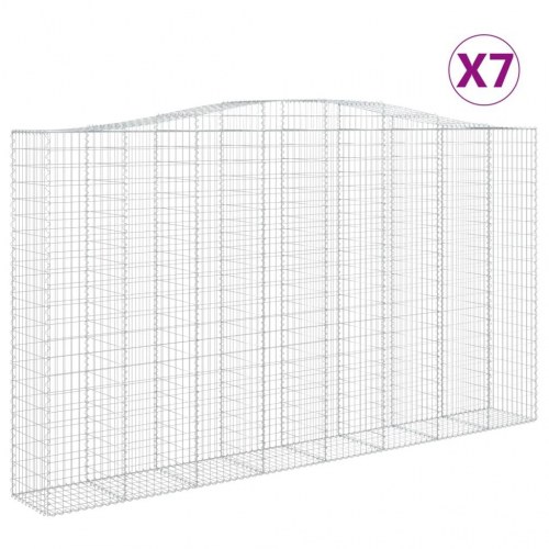 Buede gabionkurve - 7 stk. 400×50×220/240 cm i galvaniseret jern