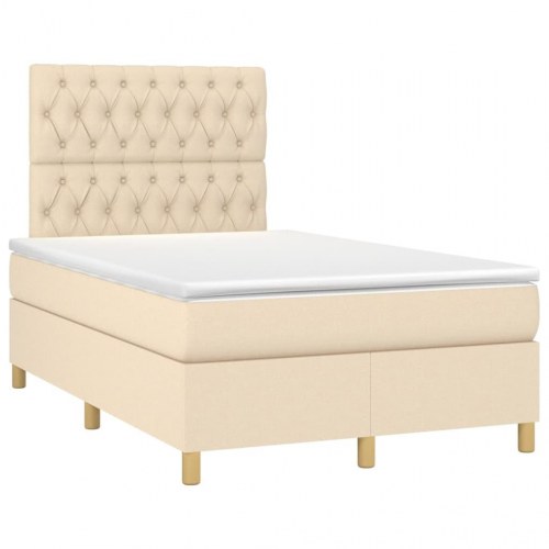 Kontinentalseng med madras 120×190 cm - stof, cremefarvet