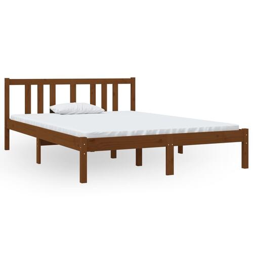 Sengeramme 135x190 cm Double massivt fyrretræ gyldenbrun