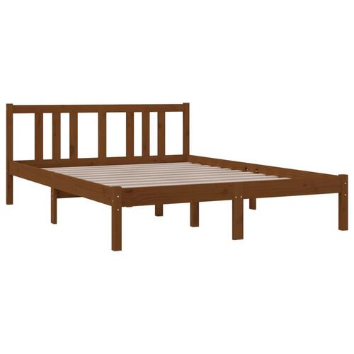 Sengeramme 135x190 cm Double massivt fyrretræ gyldenbrun