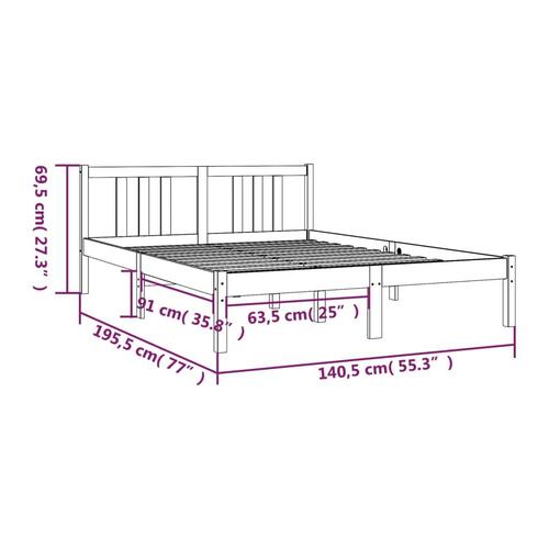 Sengeramme 135x190 cm Double massivt fyrretræ gyldenbrun