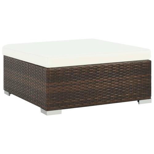 Haveloungesæt 6 dele med hynder polyrattan brun