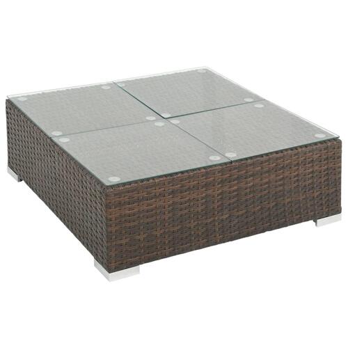 Haveloungesæt 6 dele med hynder polyrattan brun