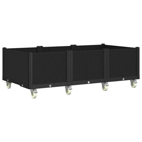 Plantekasse med hjul 150x80x54 cm PP sort