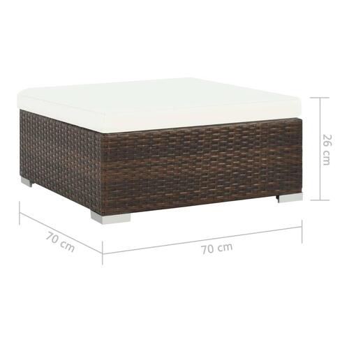 Haveloungesæt 6 dele med hynder polyrattan brun