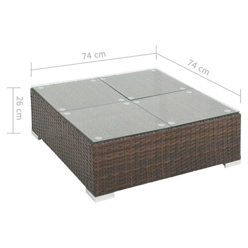 Haveloungesæt 6 dele med hynder polyrattan brun