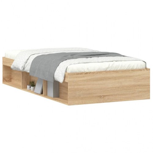 Sengeramme med opbevaring 90x200 cm - sonoma-eg