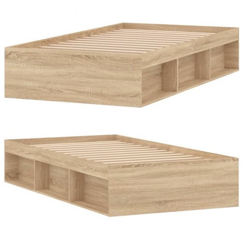 Sengeramme med opbevaring 90x200 cm - sonoma-eg