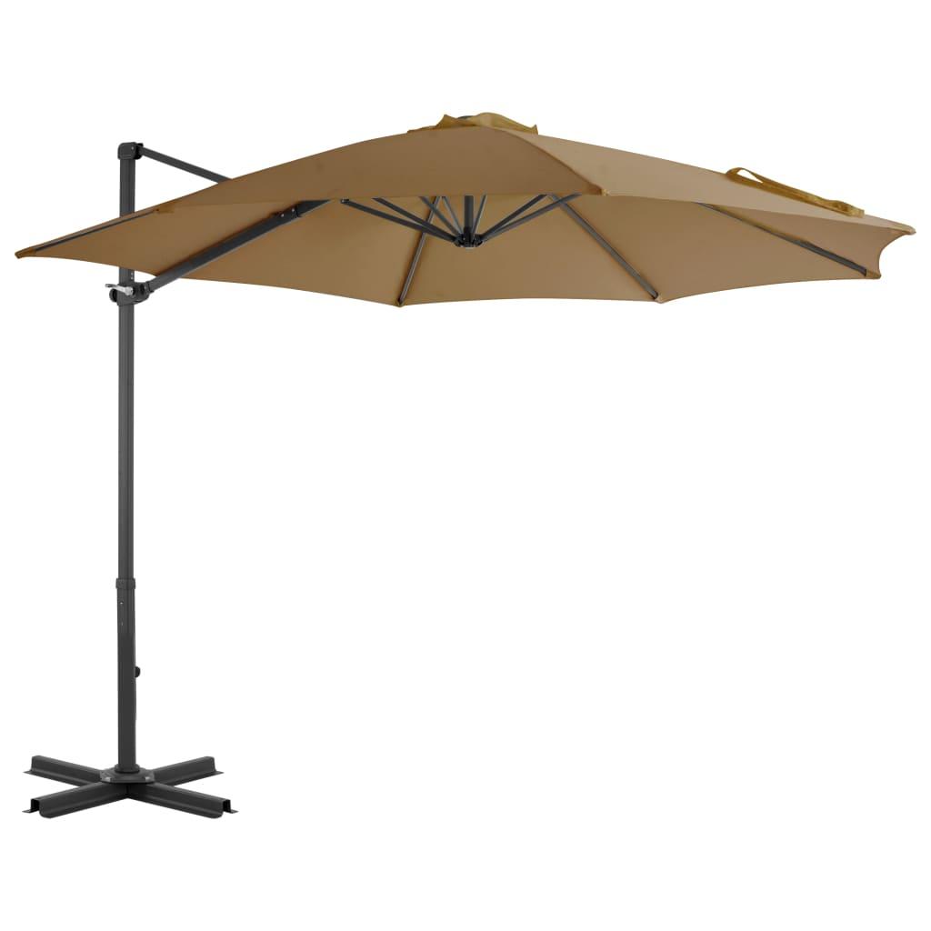 Hængeparasol med aluminiumsstang 300 cm gråbrun