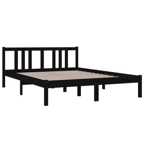 Sengeramme 140x190 cm massivt fyrretræ sort