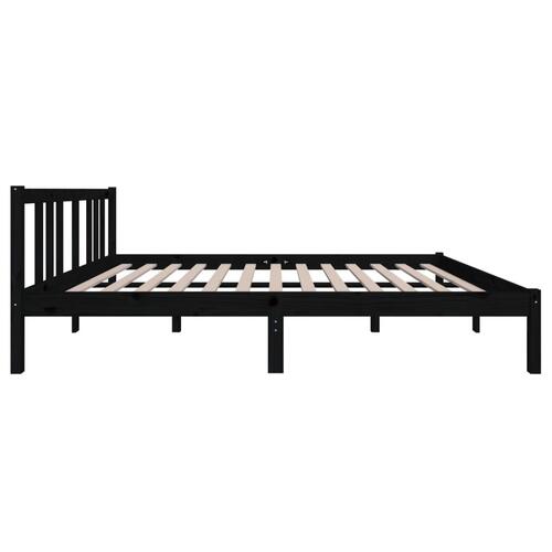 Sengeramme 140x190 cm massivt fyrretræ sort