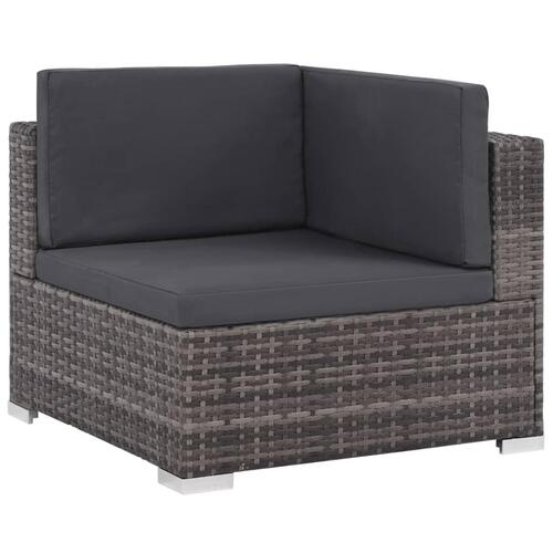 Haveloungesæt 6 dele med hynder polyrattan grå