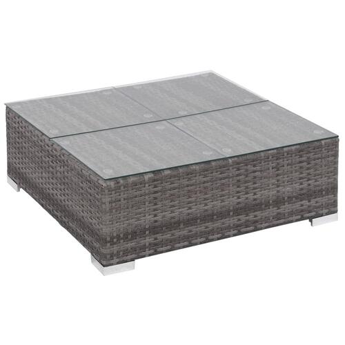 Haveloungesæt 6 dele med hynder polyrattan grå
