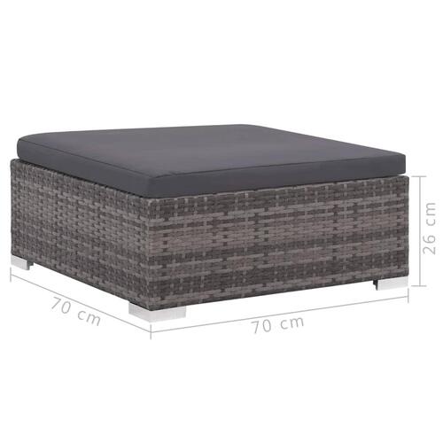 Haveloungesæt 6 dele med hynder polyrattan grå