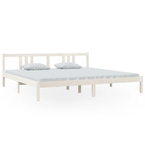 Sengeramme 200x200 cm massivt træ hvid