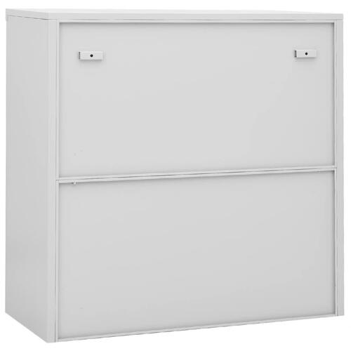 Kontorskab med skydedøre 90x40x90 cm stål lysegrå
