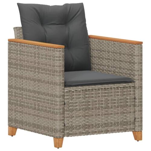 Havestol med hynder polyrattan grå