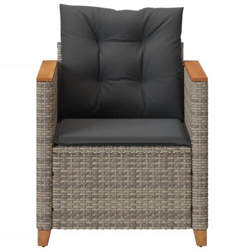 Havestol med hynder polyrattan grå