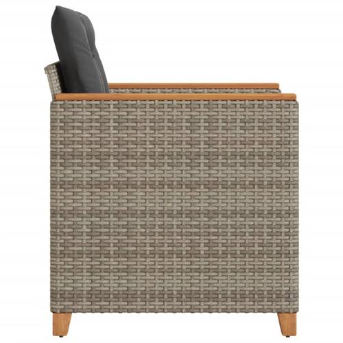 Havestol med hynder polyrattan grå