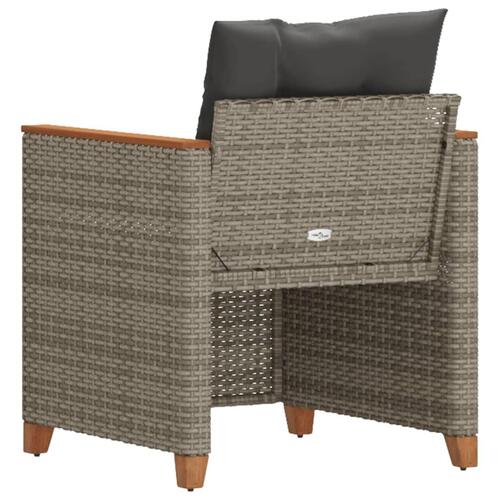 Havestol med hynder polyrattan grå
