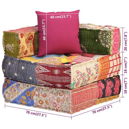 Modulsofa med pude stof patchwork