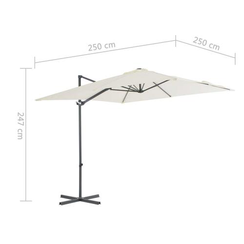 Hængeparasol med stålstang 250 x 250 cm sandfarvet