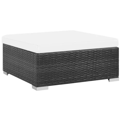 Haveloungesæt 6 dele med hynder polyrattan sort