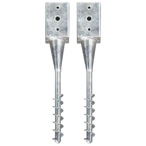 Jordpløkker 2 stk. 9 x 9 x 56 cm galvaniseret stål sølvfarvet