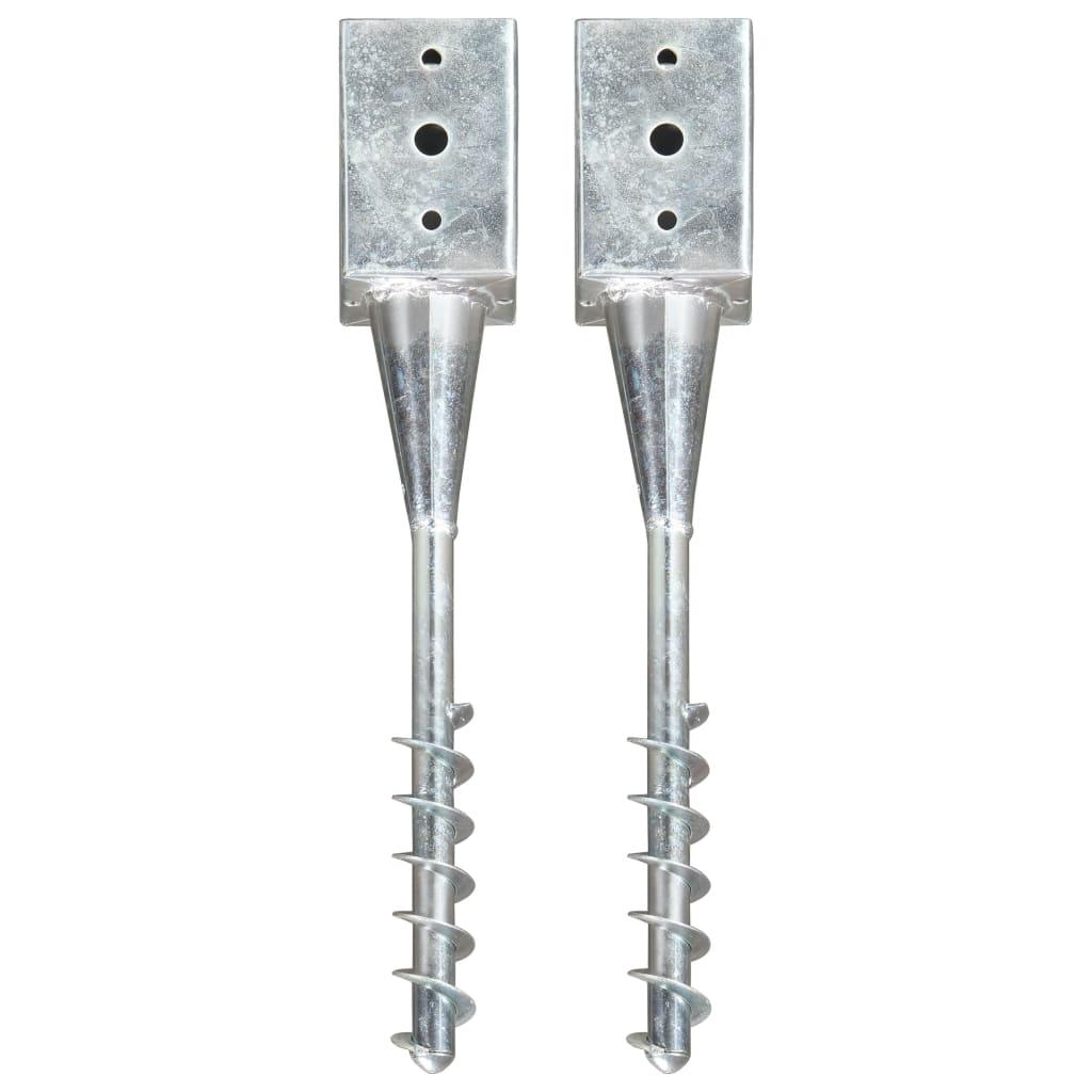 Jordpløkker 2 stk. 9 x 9 x 56 cm galvaniseret stål sølvfarvet