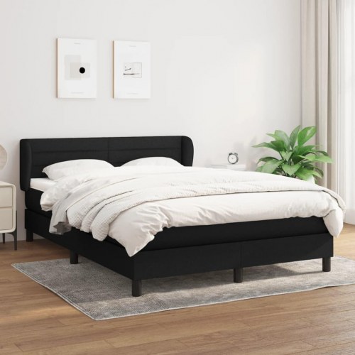 Kontinentalseng med madras 140×200 cm - stof, sort