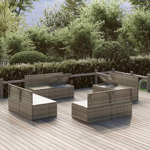 Midtermoduler til havesofa 8 stk. 57x57x56 cm polyrattan grå