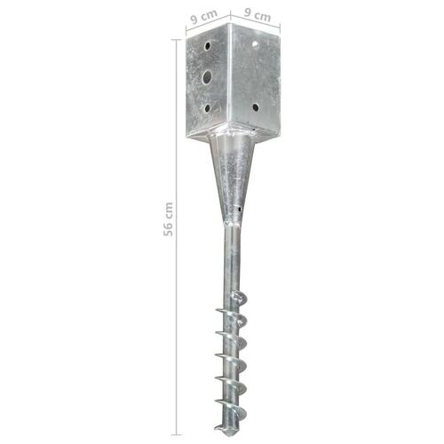 Jordpløkker 2 stk. 9 x 9 x 56 cm galvaniseret stål sølvfarvet