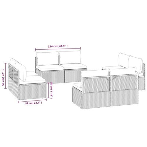 Midtermoduler til havesofa 8 stk. 57x57x56 cm polyrattan grå