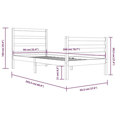 Sengeramme 90x200 cm massivt fyrretræ