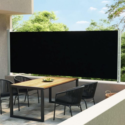 Sammenrullelig sidemarkise til terrassen 600x170 cm sort