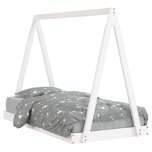 Sengeramme til juniorseng 80x160 cm massivt fyrretræ hvid