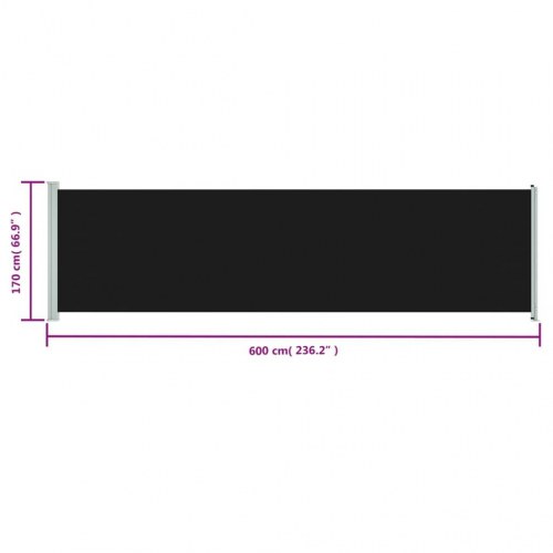 Sammenrullelig sidemarkise til terrassen 600x170 cm sort