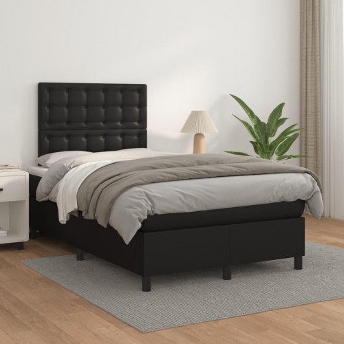 Kontinentalseng med madras 120x190 cm i sort kunstlæder
