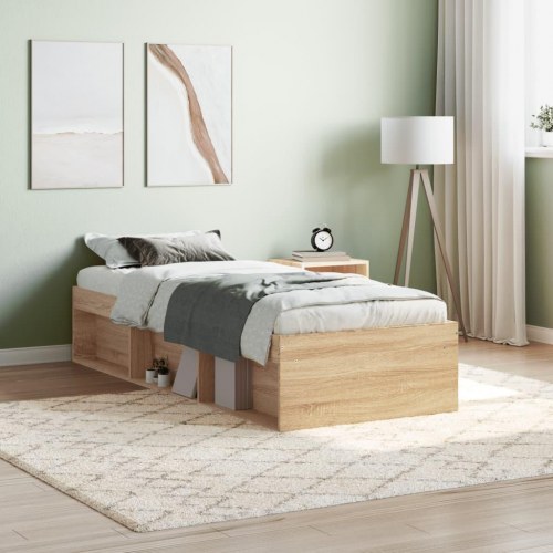 Sengeramme 75×190 cm i sonoma-eg med opbevaring