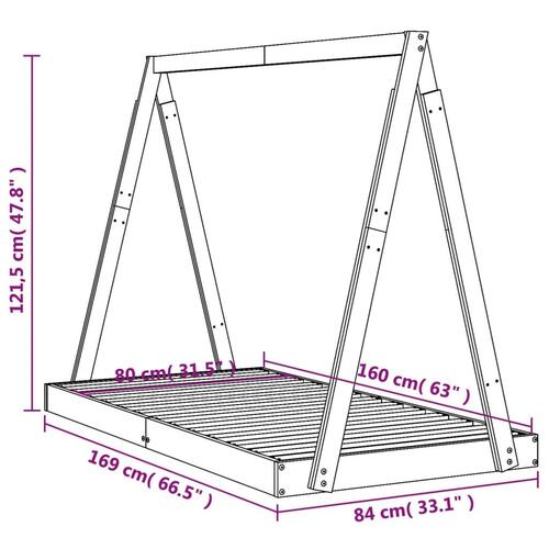 Sengeramme til juniorseng 80x160 cm massivt fyrretræ hvid