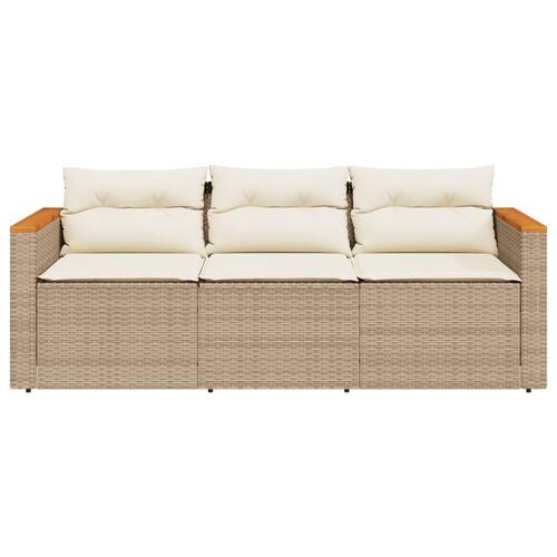 3-personers havesofa med hynder polyrattan beige