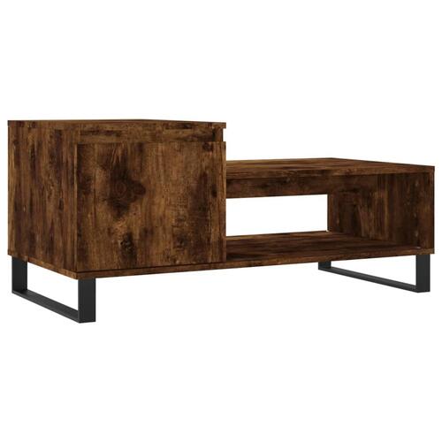 Sofabord 100x50x45 cm konstrueret træ røget egetræsfarve