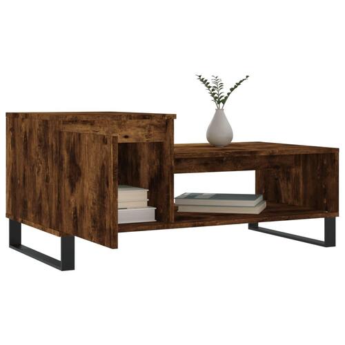 Sofabord 100x50x45 cm konstrueret træ røget egetræsfarve