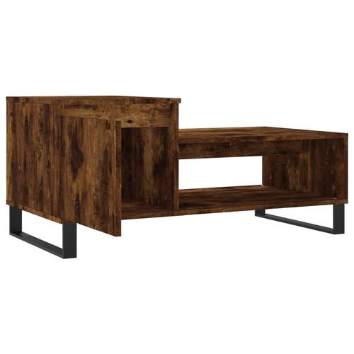 Sofabord 100x50x45 cm konstrueret træ røget egetræsfarve