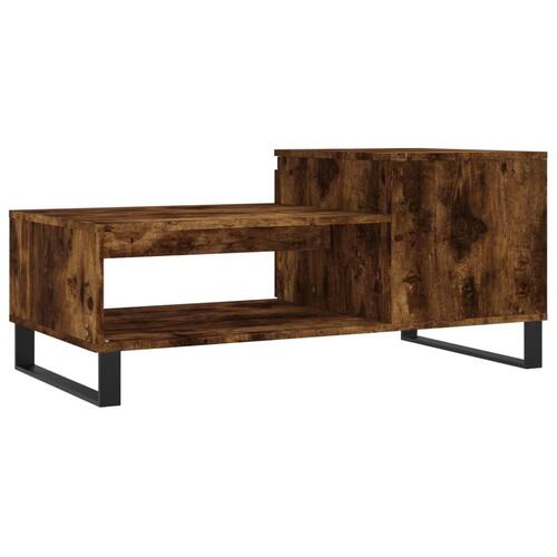 Sofabord 100x50x45 cm konstrueret træ røget egetræsfarve