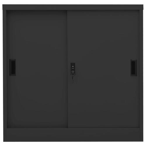 Kontorskab med skydedøre 90x40x90 cm stål antracitgrå